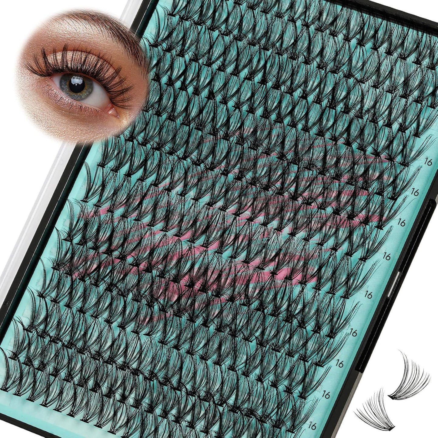 Lash Clusters Wispy 280PCS Eyelash Extension 30D Cluster Lashes Individual Lashes DIY Lash Extension Natural Look Cluster Eyelash Extensions Soft False Eyelashes at Home for Beginners(16mm)