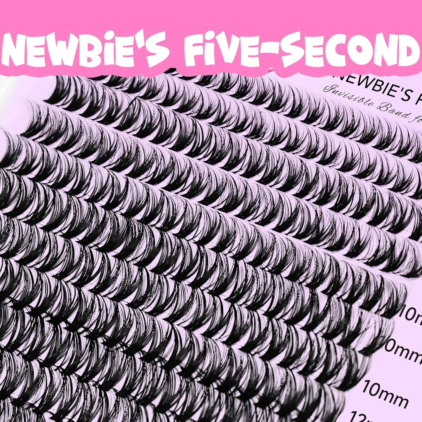 VEYESBEAUTY Lash Clusters Individual Eyelash Extensions Thin & Invisible Band DIY False Eyelashes for Self-application Newbie's Five-Second Series Wispy Lash Tray, Ribbon 8-16mm Mixed Length