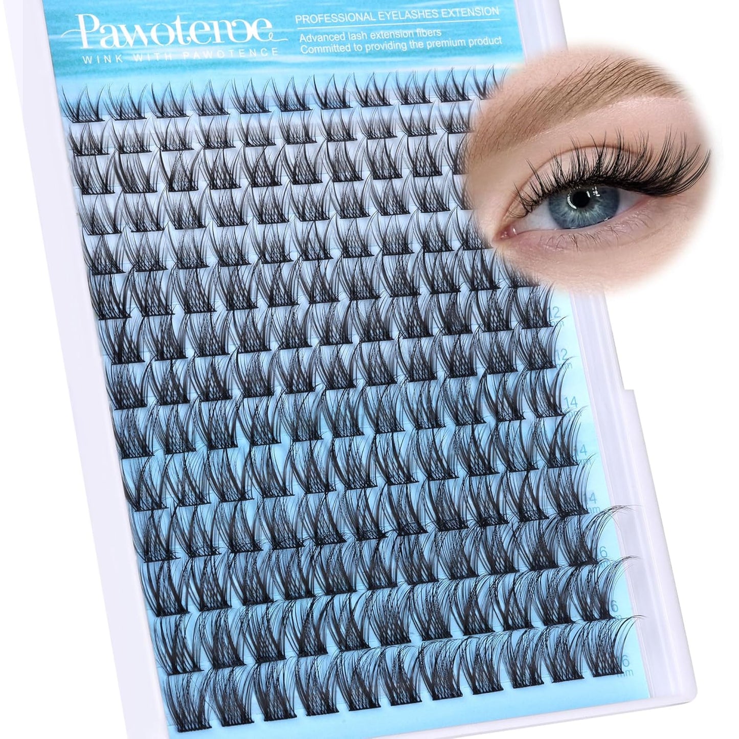 Pawotence Wispy Lash Clusters Natural Cluster Eyelash Extensions 154pcs Individual Lashes 8-16mm Cluster Lashes Extension DIY False Eyelashes Soft Comfortable Natural Eyelash Clusters with Thin Band