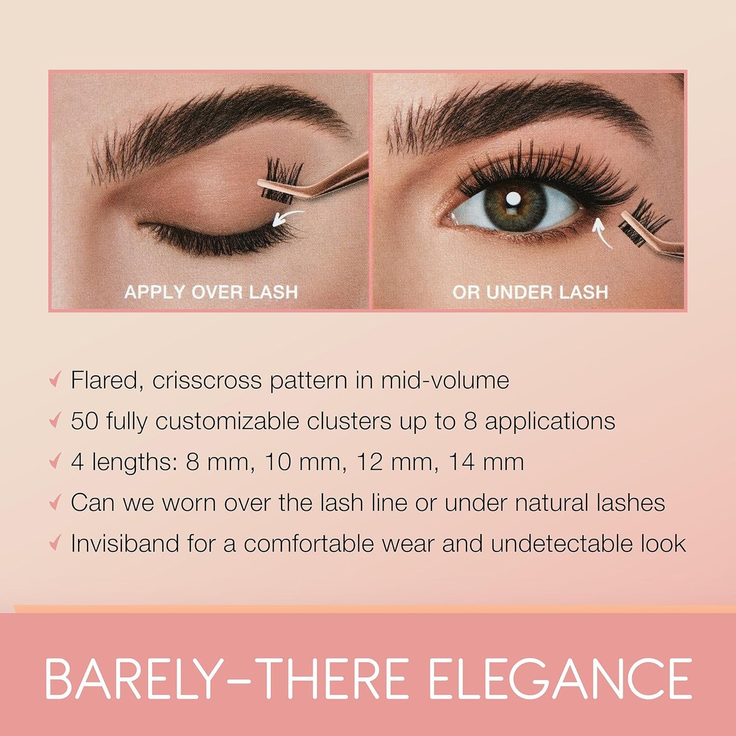 Ardell Naked Clusters 437, DIY Lash Clusters, Natural Looking Individual Lashes, Reusable Eyelash Extension Kit, 50 Clusters, Up to 8 Applications, 1-Pack