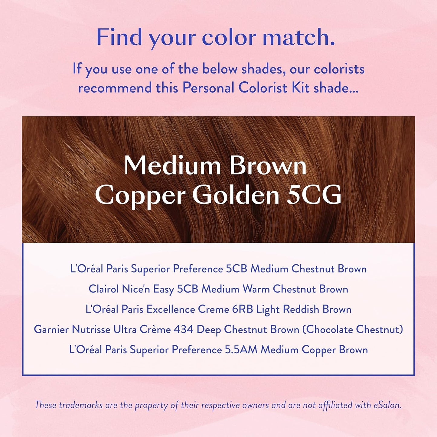 eSalon Permanent Hair Color & Hair Dye Kit - Medium Brown Copper Golden - Professional-Grade Personal Colorist for All Hair Types, Up To 100% Gray Coverage - Ammonia-Free