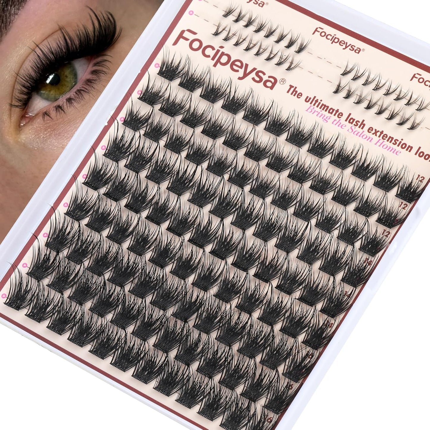 Focipeysa Wispy Lash Clusters Natural Eyelashes Extensions 10-16mm Cluster Lash Extensions C-Curl Lashes Extensions with Bottom Lashes Salon Effect Individual Eyelash DIY Eyelashes Clusters at Home