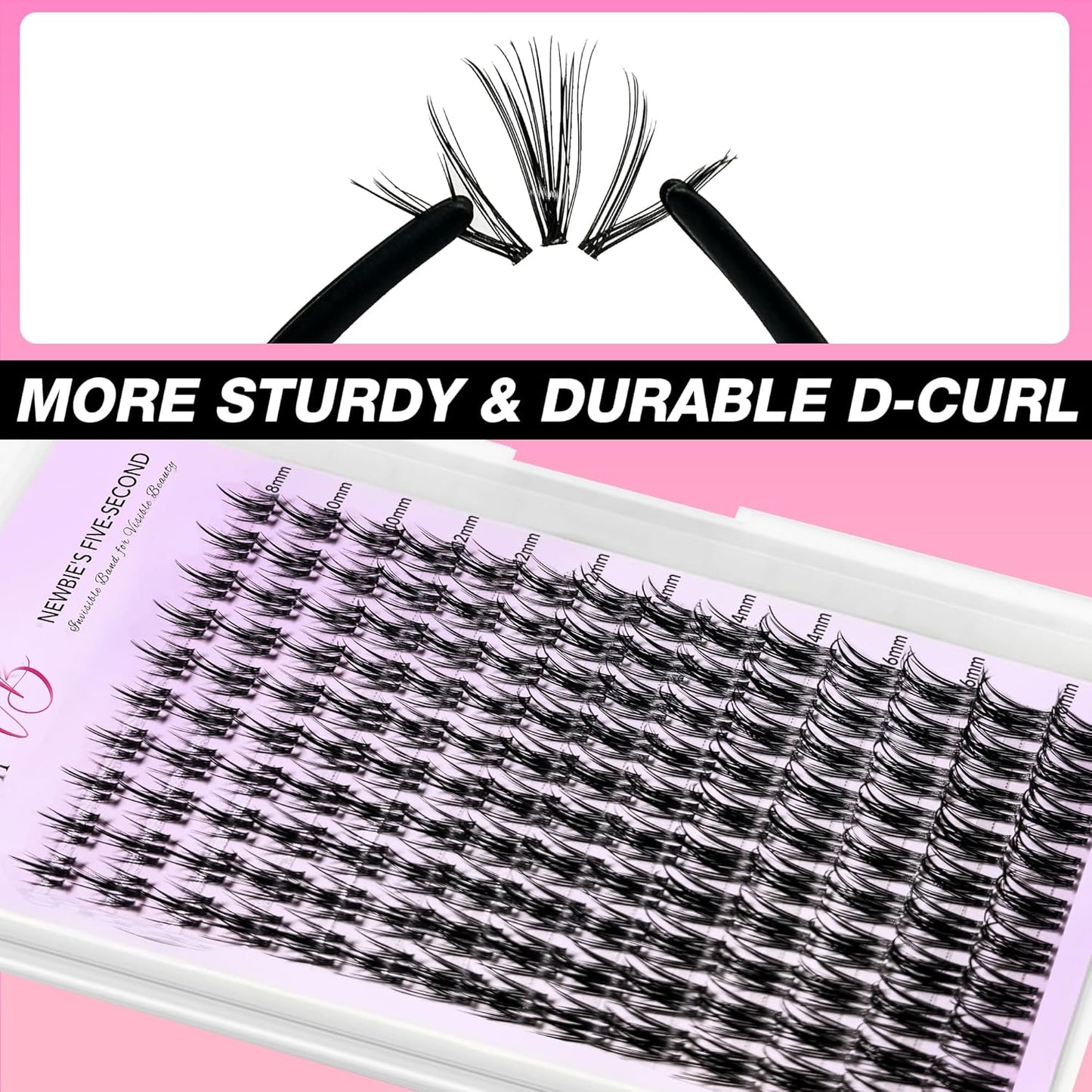 VEYESBEAUTY Lash Clusters Eyelash Extensions Thin & Invisible Band DIY Individual False Eyelashes Newbie's Five-Second Series Wispy Lash Tray for Self-application, Camellia Lashes 8-18mm Mixed Length